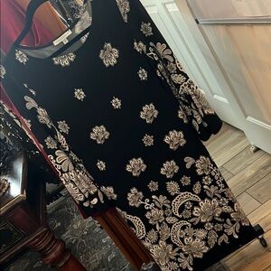 Elegant Black and White Floral Dress